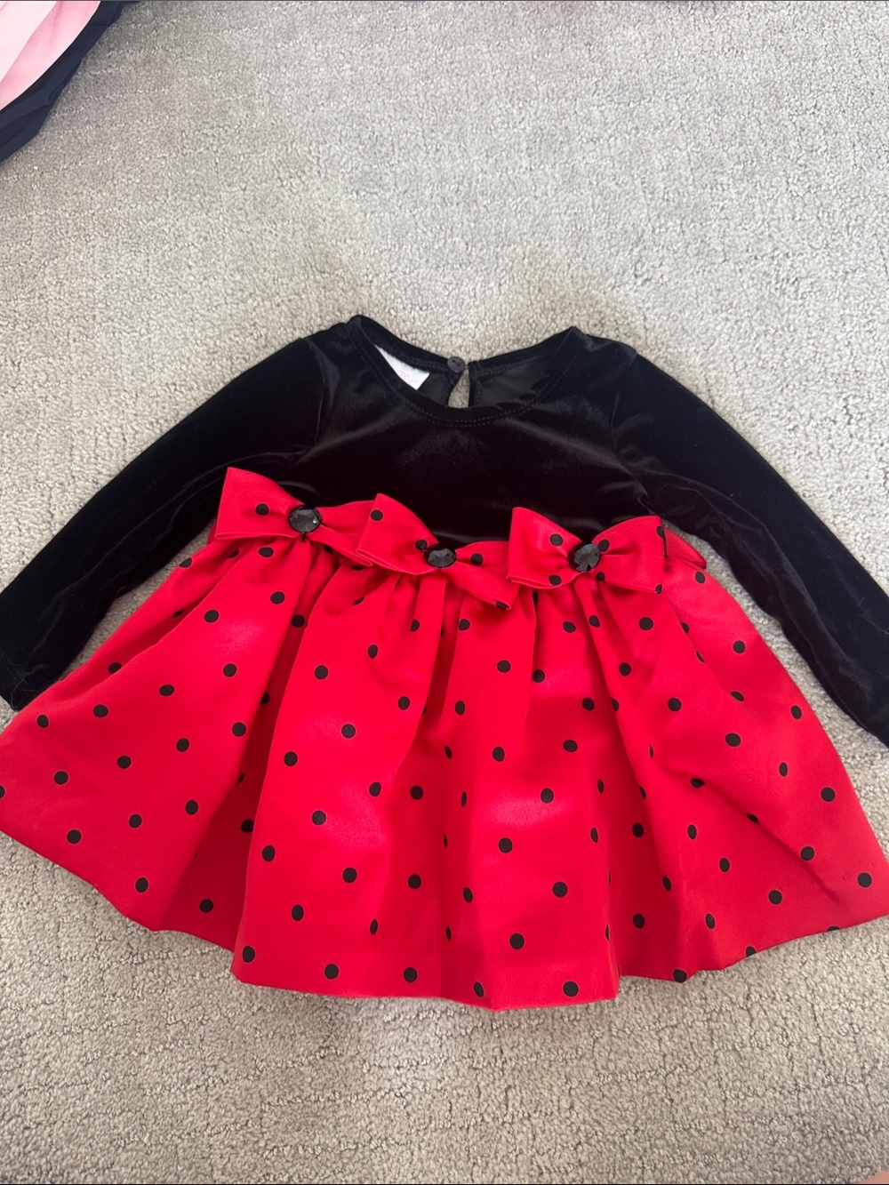 12Mo Bonnie Baby Black Velvet Top Red Polka Dot Girls Dress set velvet leggings